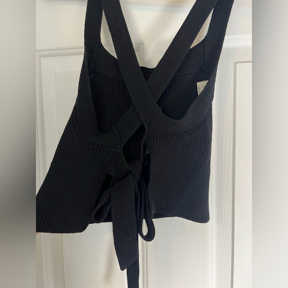 Aritzia Wilfred Cayenne Knit Crop Top Size S Black - Picture 5 of 8